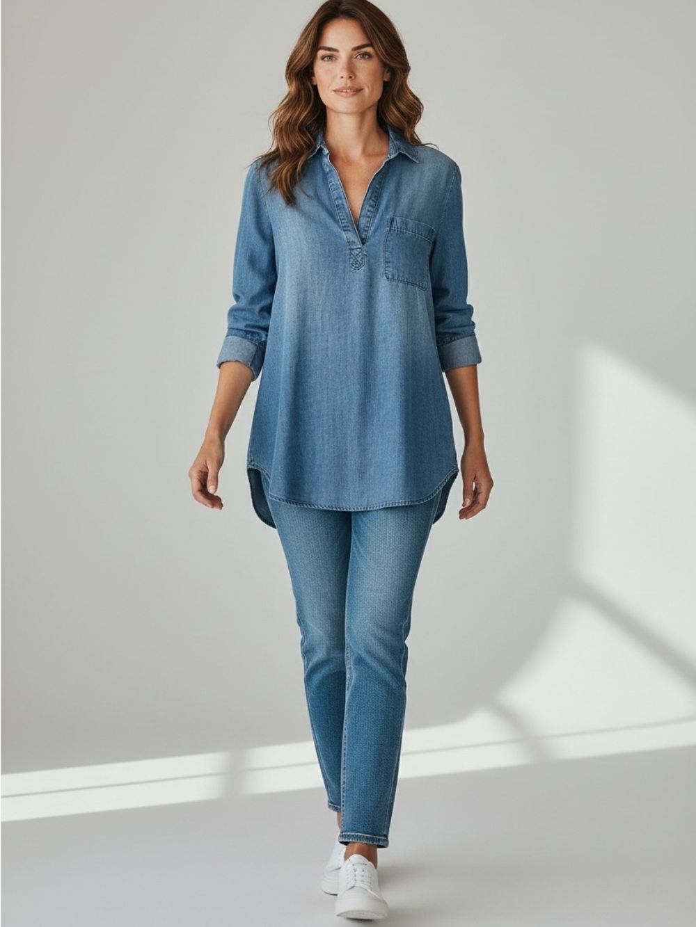 Cloth & Stone Denim Blue Shirt Size Small
